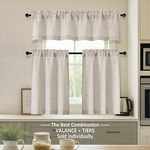 Valance for Windows, Light Filtering Faux 60"W x 14"L (Pack of 1) Linen gallery