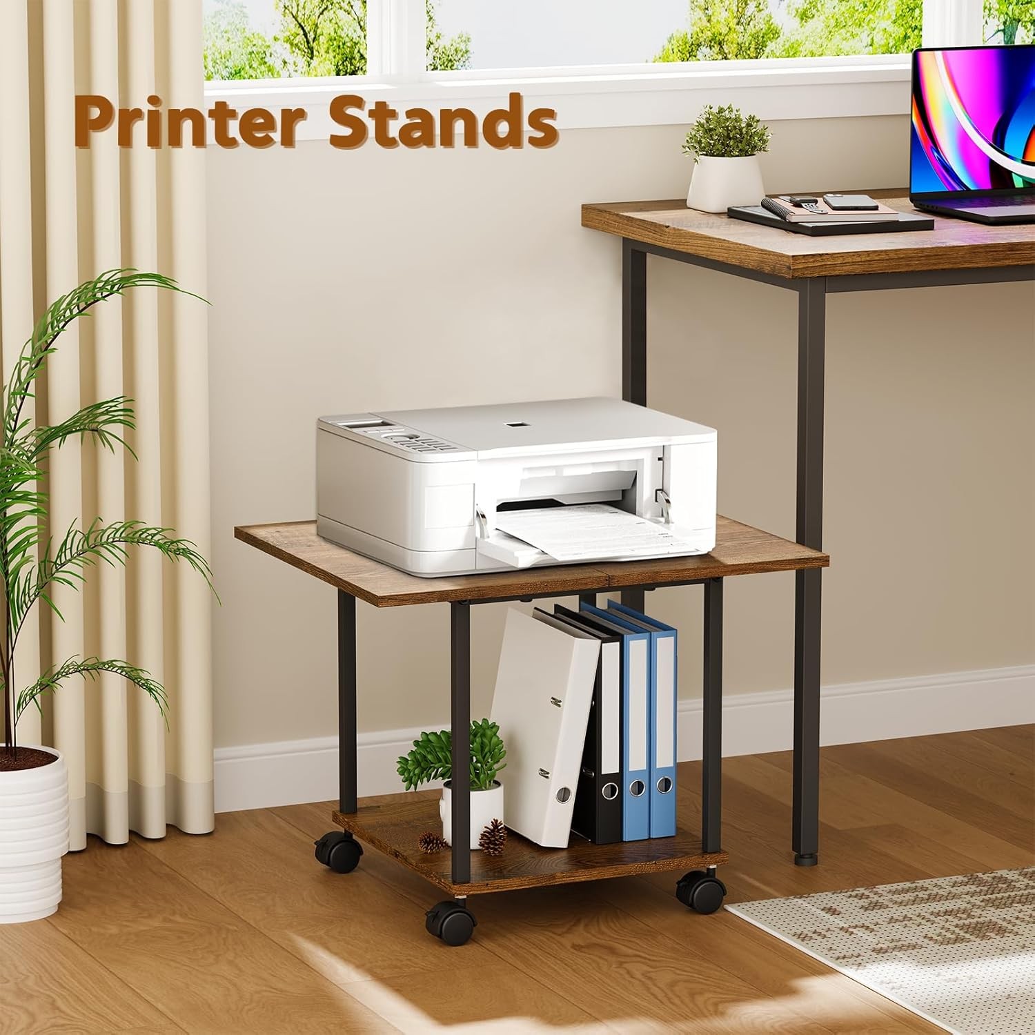 Printer Stand Storage 2-Tier Industrial Mobile Printer Stand Rolling Cart gallery