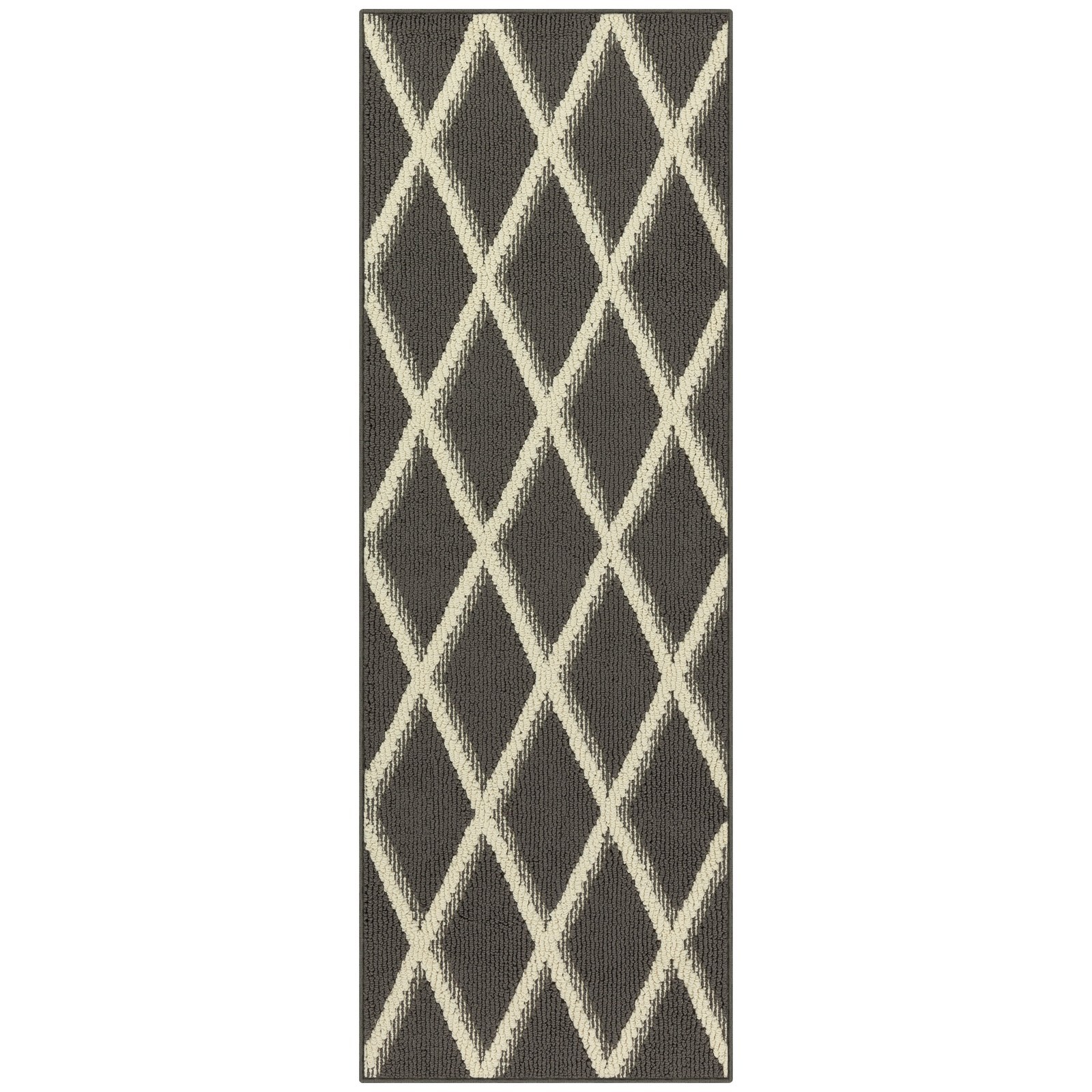 Diamond Geometric High Low Pile Gray Indoor Runner Rug 1'9"x5' gallery