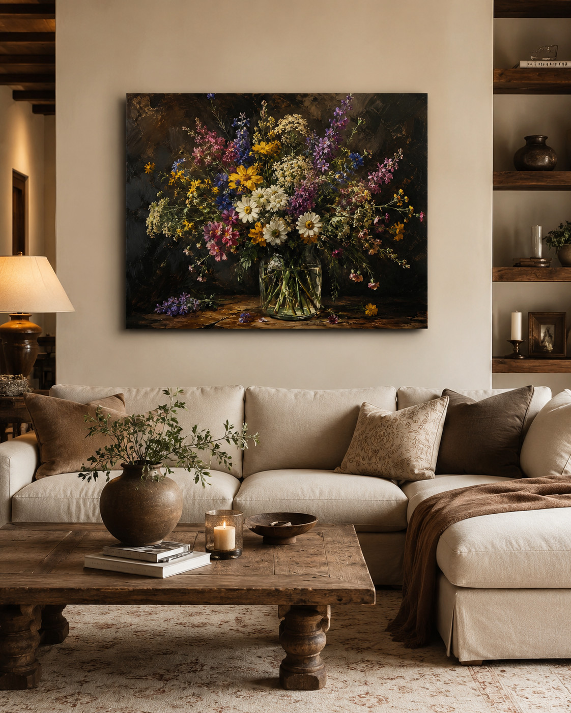 Vintage Botanical Collage Canvas Wall Art Framed Neutral Abstract Floral Print gallery