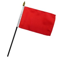 Solid Red Plain Flag 4″x6″ Desk Set Table Stick Black Base