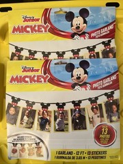 Mickey Mouse Birthday Photo Garland 12ft Holds 13 Photos Disney Junior LOT OF 2