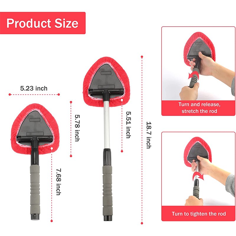 Auto Windshield Cleaning Tool Window Cleaner Brush Glass Wiper Extendable Handle gallery