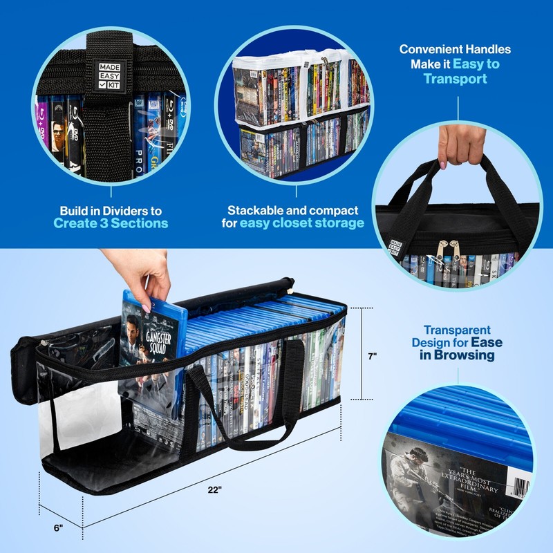 Made Easy Kit Media Storage Cases with Dividers, Stackable (DVD, CD, Blu-ray) gallery
