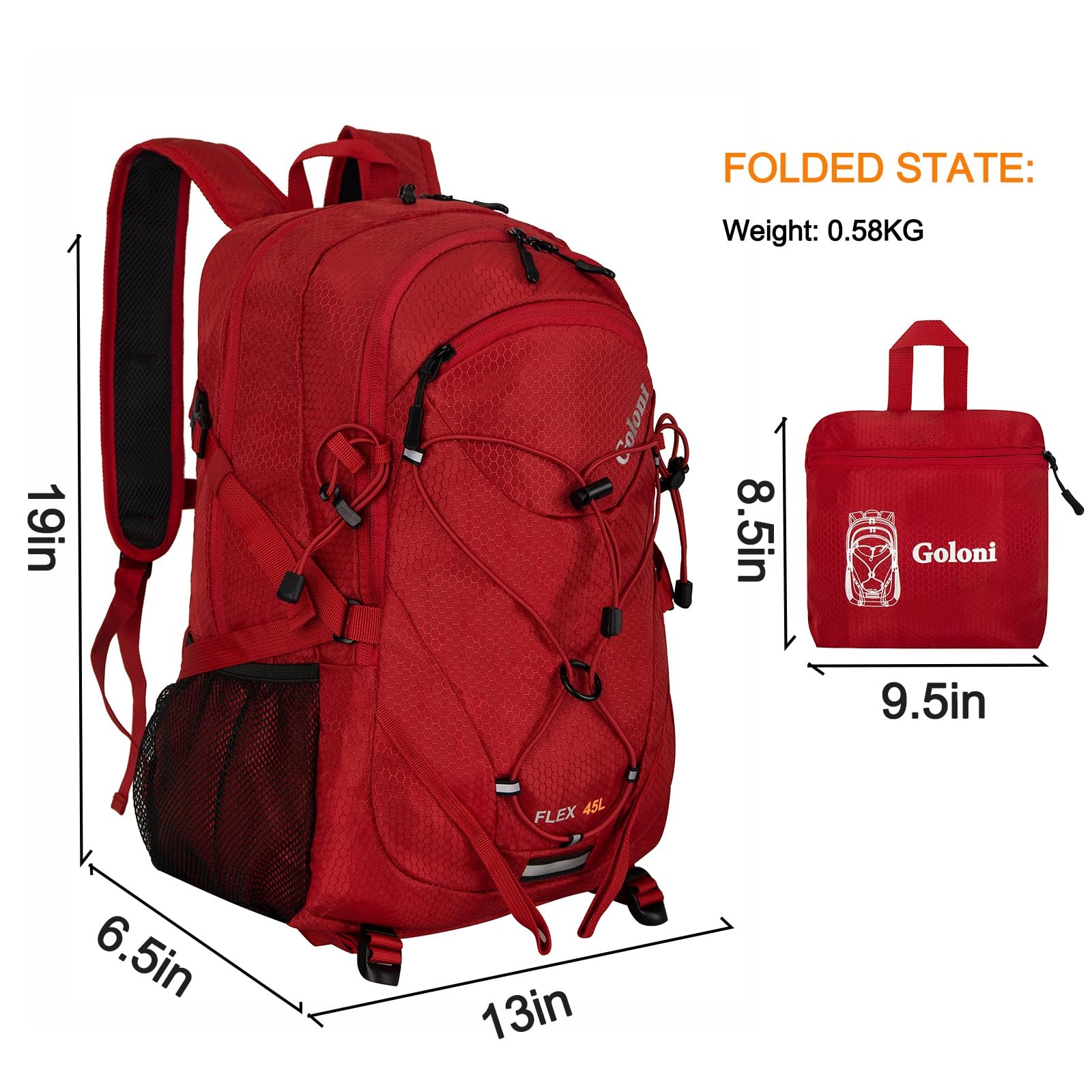 45L Hiking Backpack Lightweight Foldable, Waterproof Camping Backpack with Ra... 2
