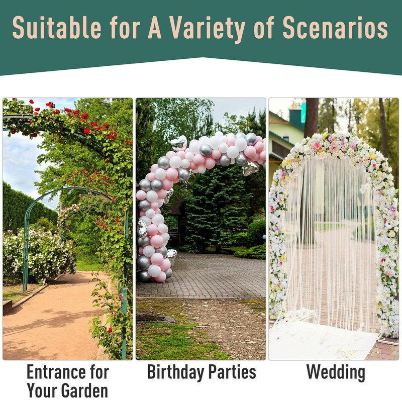 83in Metal Garden Arbor Arch Trellis for Climbing Vines Wedding Black gallery