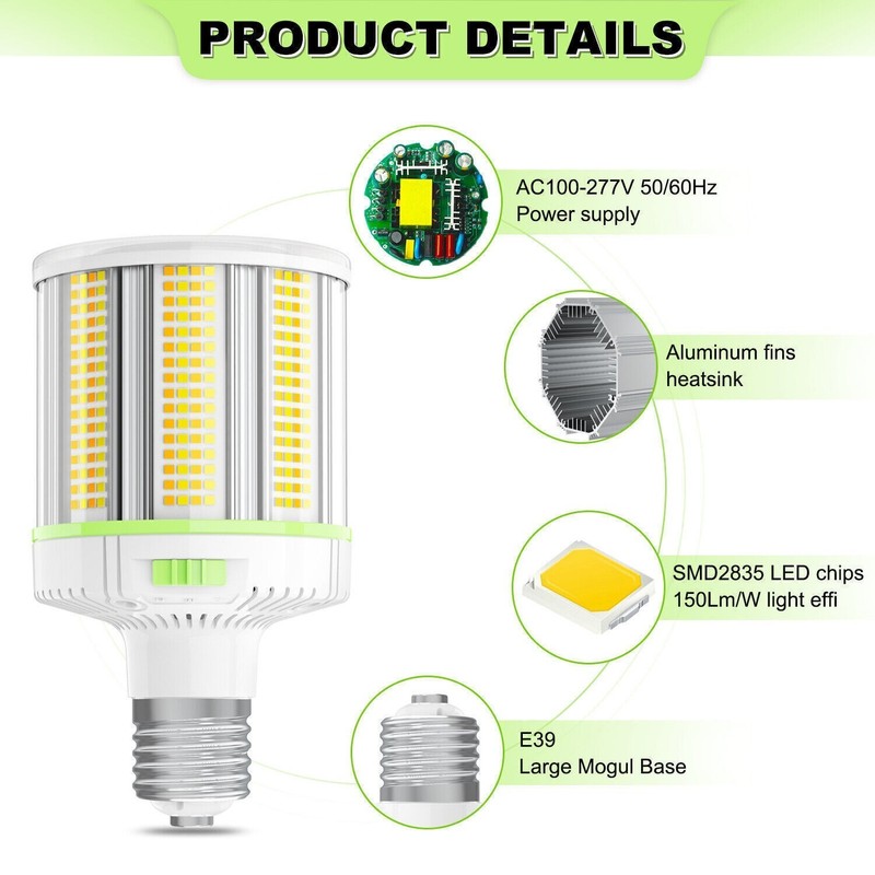 80W LED Corn Light Bulb E39 Mogul Base Replace 400W MH/HPS Lamps 4500/5000/5700K gallery