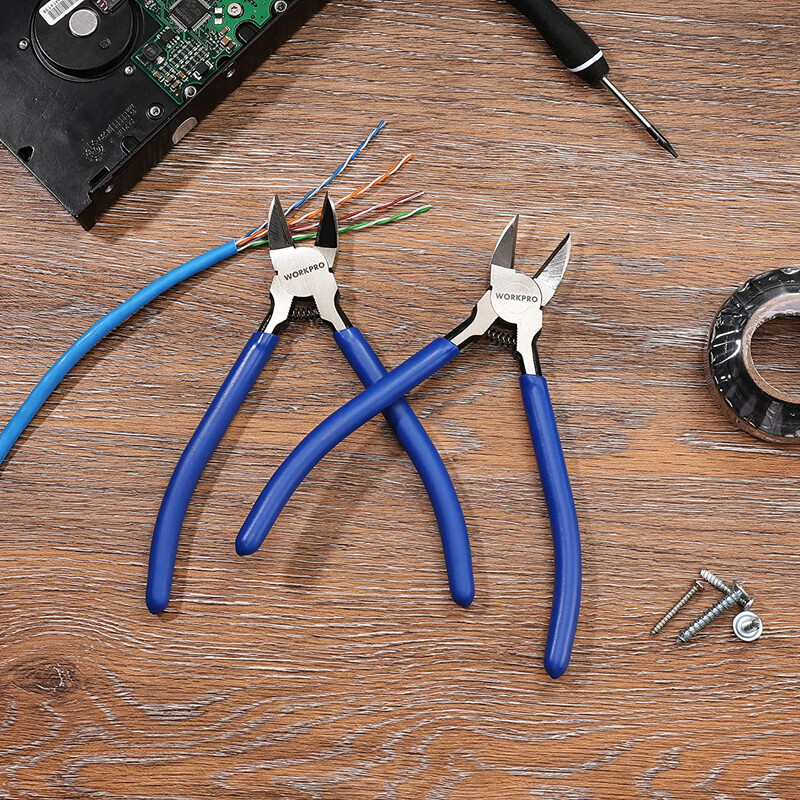 WORKPRO 2PC Wire Cutters 6 Inch Precision Flush Cutter Spring Loaded Side Pliers gallery