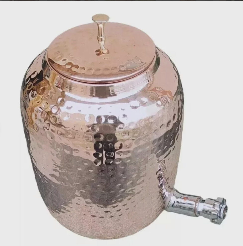 Handmade 100% Pure Copper Dispenser Water Pitcher Pot 4L 2 Glass 1 Bottle gallery