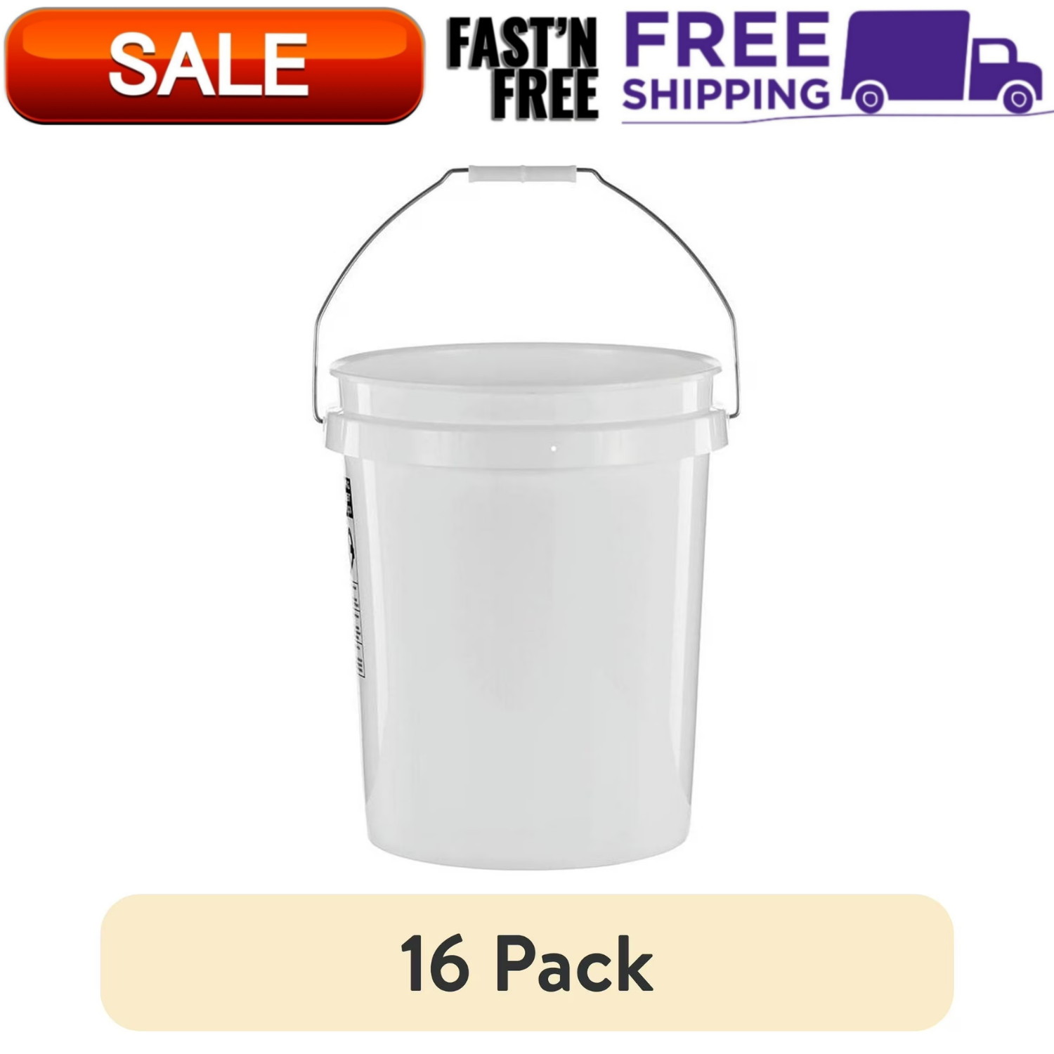 16 Pack United Solutions 5 Gallon Plastic Bucket Pail Handle Heavy Duty gallery