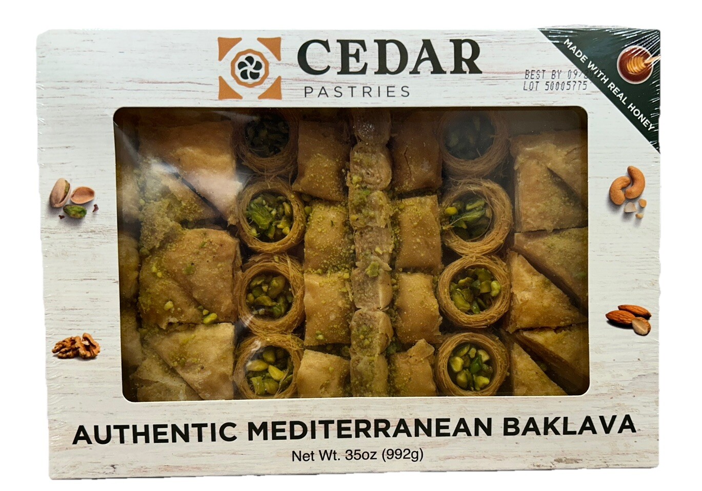 Cedar Pastries Authentic Mediterranean Baklava 35 Ounce, Made With Honey 2-PACK gallery