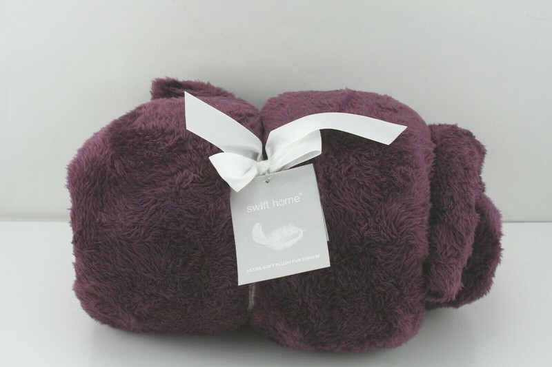 Swift Home Super Soft Oversized Plush Faux Fur Purple Throw Blanket 60 x 70 inch gallery