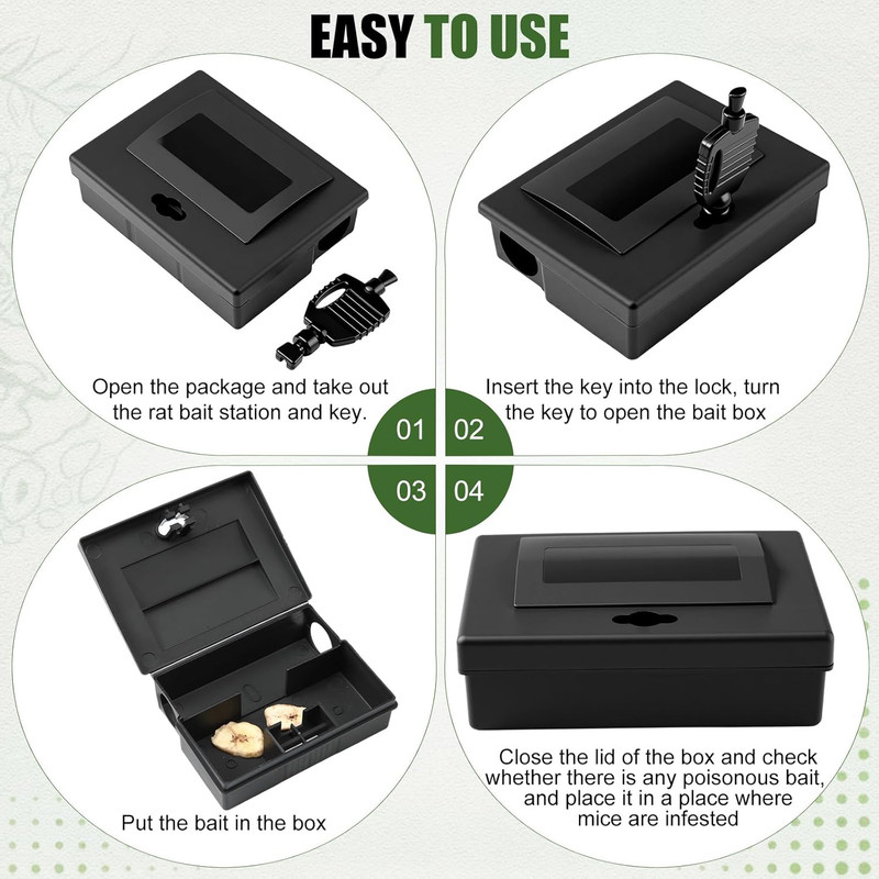 12 Pcs Mouse Station with Key Reusable Rats Bait Stations Mice Stations Rodent T gallery