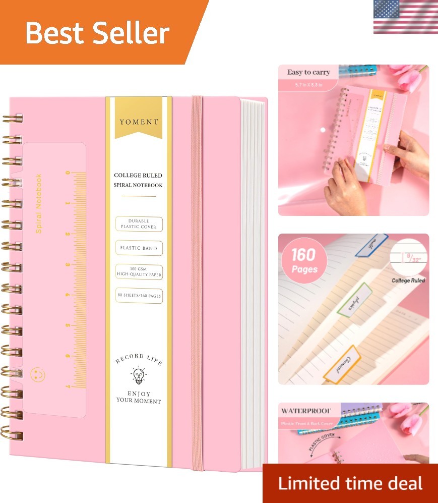 Waterproof Pink Spiral Bound Notebook - A5, College Ruled, Perfect for Notes gallery