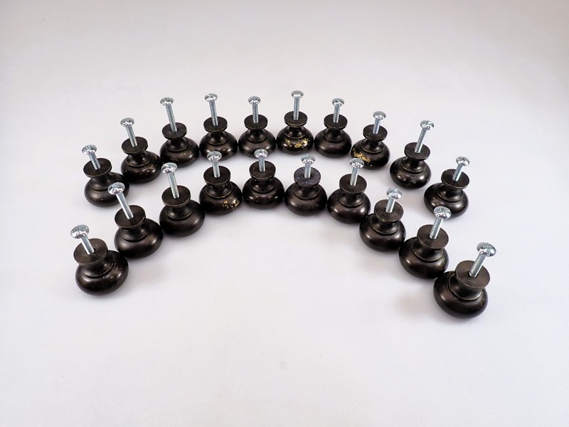 Vintage Solid Brass Cabinet Knobs Lot of 20 Oil Rubbed Bronze Dresser Pulls NOS gallery