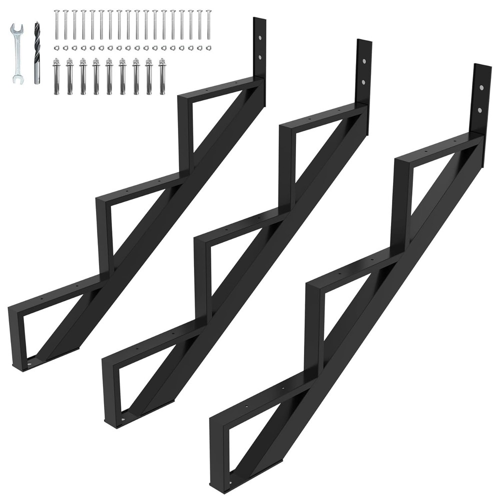 3 Pack Steel Stair Stringer 3-Step Heavy Duty for 28" Deck Outdoor Steps