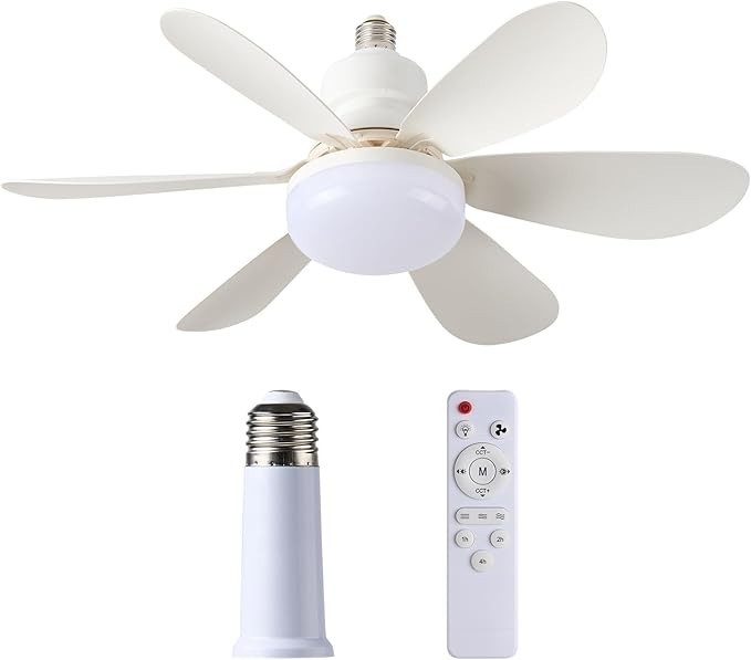 Socket Fan with LED Light and Remote Control 1000 lumens 16 inch six speed fan gallery