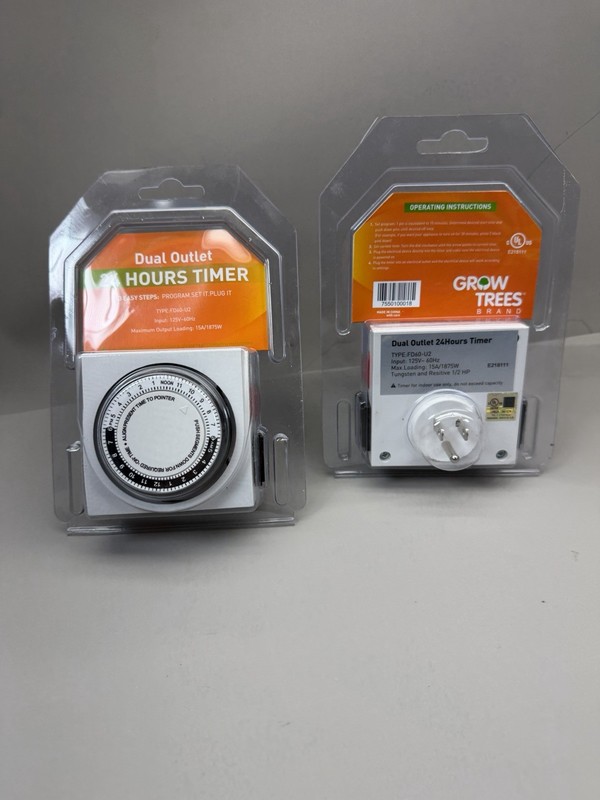 Grow Trees Dual Outlet Timer FD60-U2 24 Hours Wall Plug-In White 1875W 125V gallery