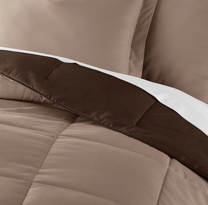 Kaycie Gray King 3PC Reversible Comforter Set - Taupe Chocolate Down Alternative gallery