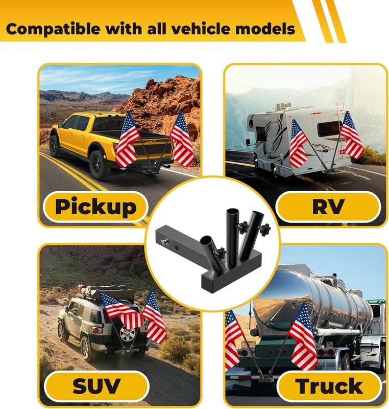 Secure Double Flagpole Mount for Vehicles gallery
