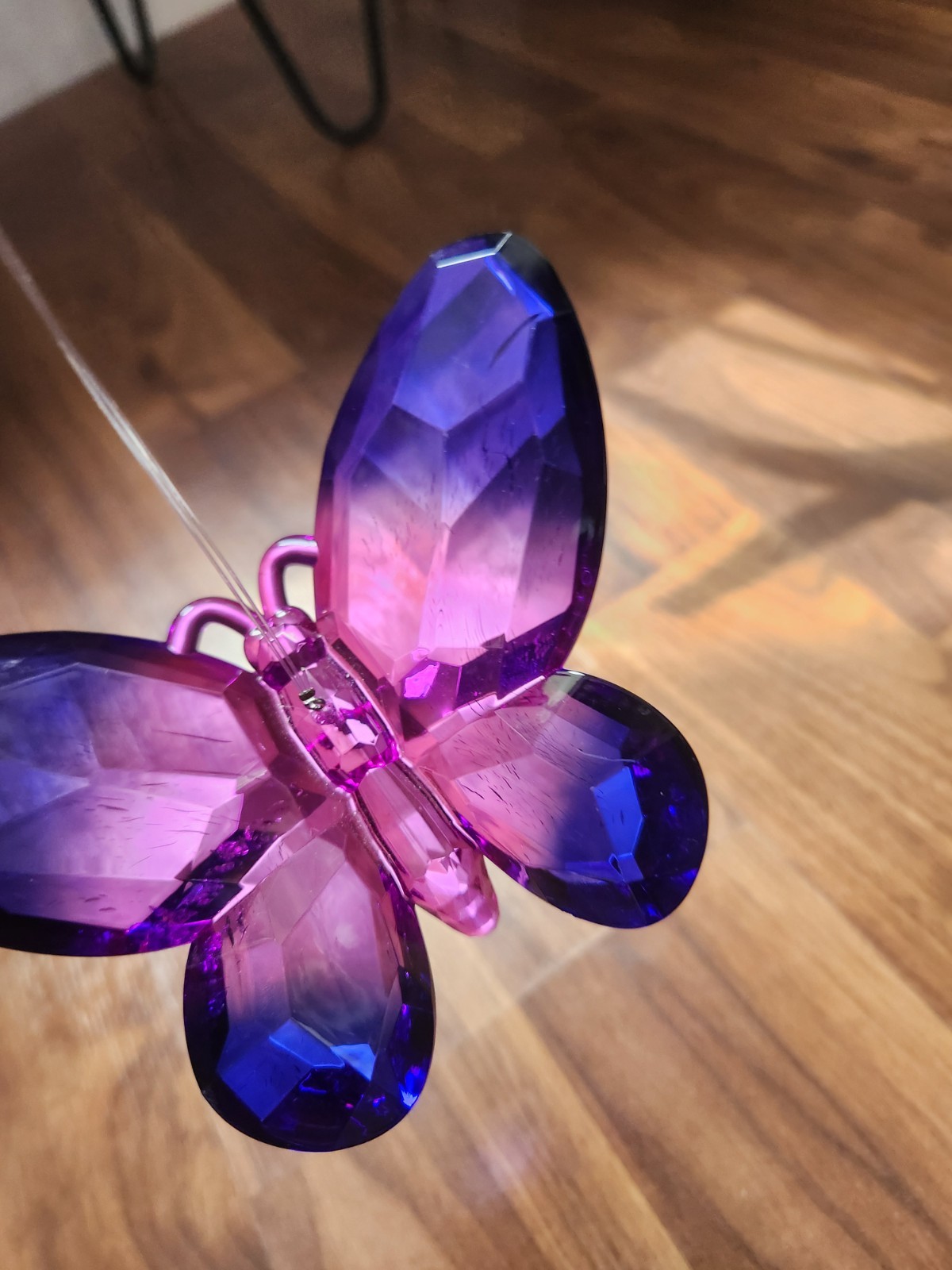 Ganz Crystal Expressions two-toned butterfly suncatcher blue and pink, hanging gallery
