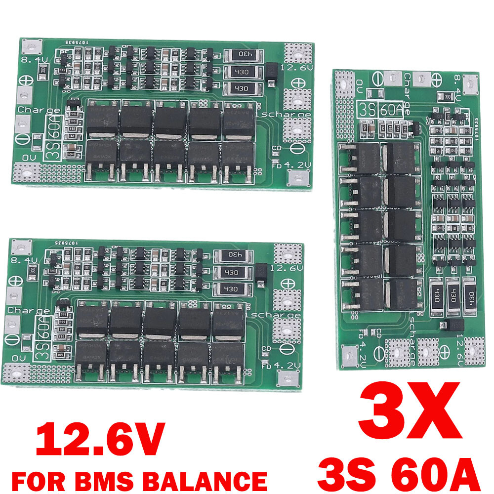 3Pcs 3S 60A Battery Protection Board Balance Charge Discharge Modules 12.6V NEW gallery