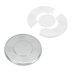 Wall Split Flange 115mm/4.5″ OD, 2 Pcs Escutcheon Plates, White/Silver