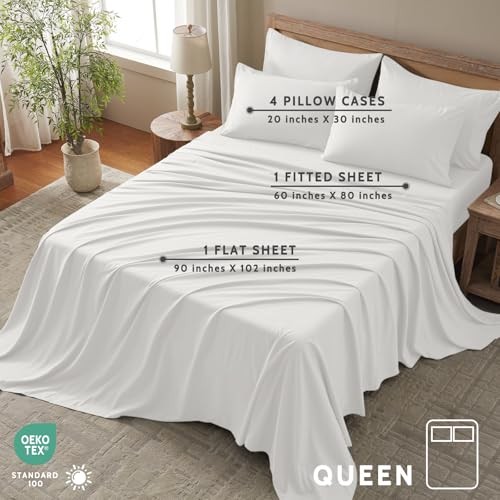 Sheet Set - 6 Piece Sheets Size Bed Set - Breathable & Cooling Queen White gallery