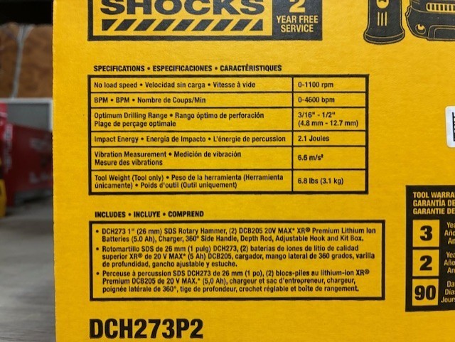 DeWalt Cordless 1in SDS Plus L-Shape Rotary Hammer Kit DCH273P2 gallery