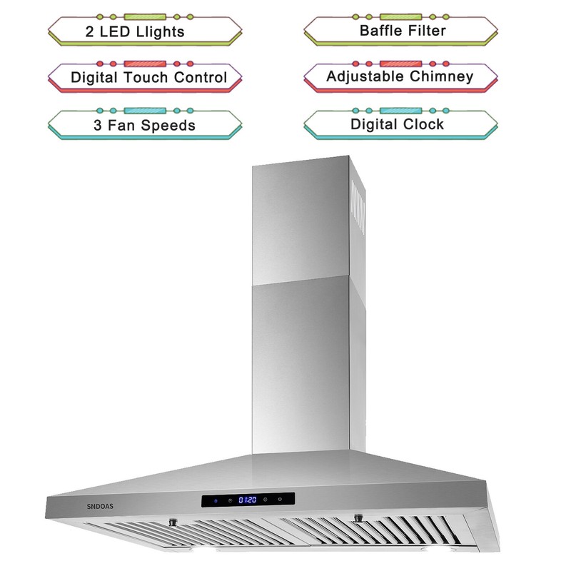 30 Inch Wall Mount Kitchen Hood 450 CFM Range Hood Stove Vented Hood Exhaust Fan gallery