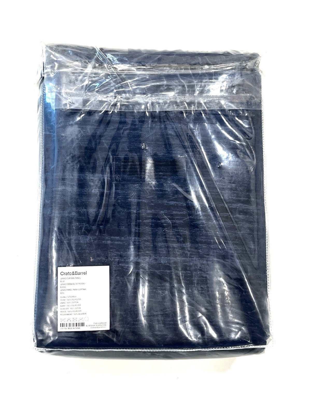 1 NIB Crate&Barrel Curtain Panel Laras Velvet, In Navy Blue, 50" X 96" gallery