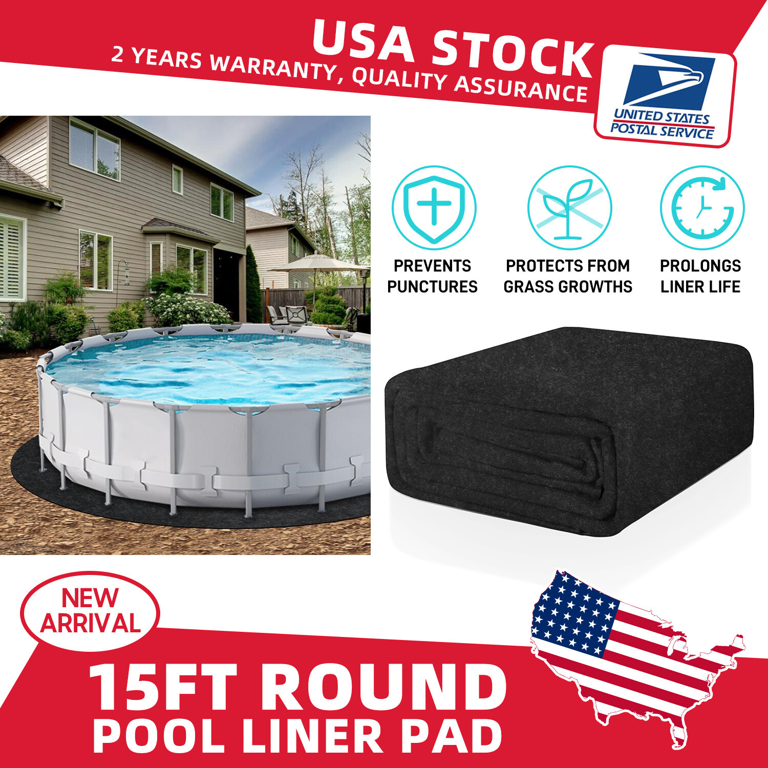 Pool Liner Pad for Above Ground Swimming Pool 20ft Round Under Pool Mat Durable gallery