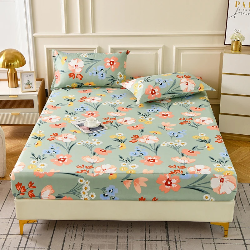 Flower Printed Fitted Sheets Reactive Printed Single/Queen/King Mattress Cover gallery