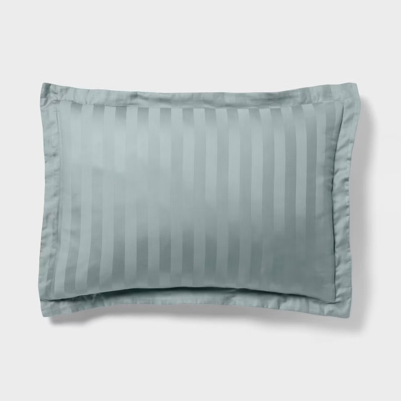 Threshold Cotton Damask Comforter Set Luxe Year-Round Fabric, Teal Green, King gallery
