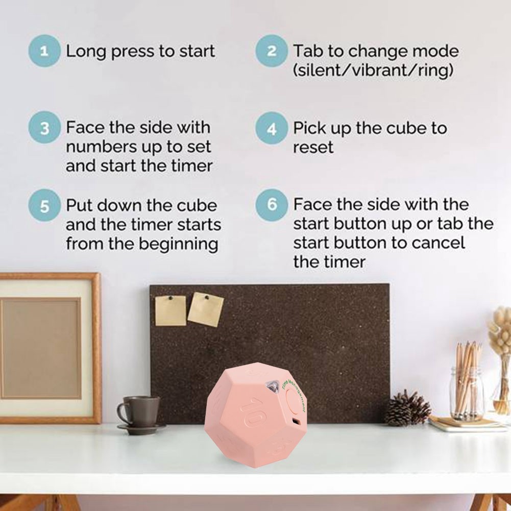Timer Rotate Dodecagon Rechargeable Timer Sound Vibrate Light Alarm Flip4255 gallery
