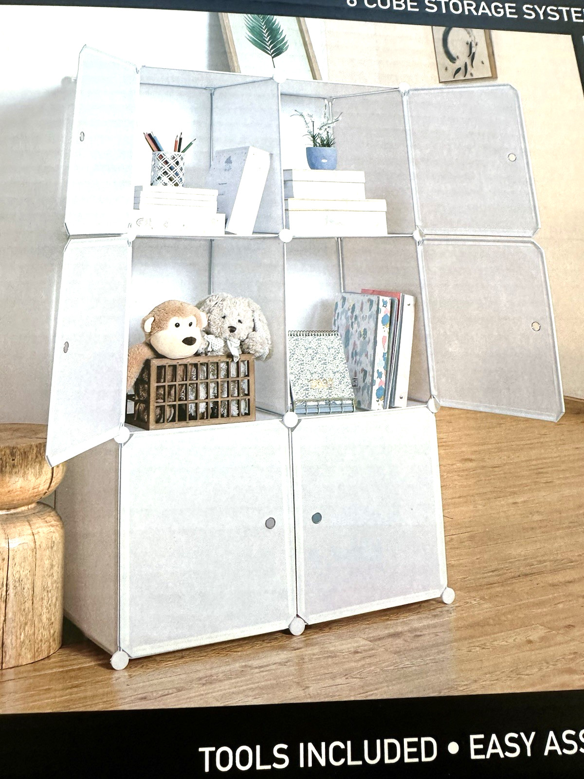 Cube Storage Organizer 6-Cube Shelves Unit with Doors DIY Stackable Plastic Whit gallery