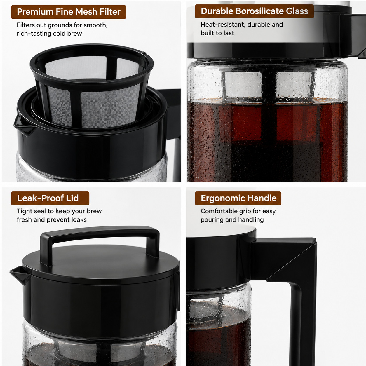 Takeya Deluxe Cold Brew Coffee Maker 32oz BPA-Free Airtight Fine Mesh Filter gallery