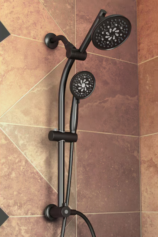 allen + roth Matte Black 5.98-in Shower Faucet Bar System with 2-way Diverter gallery