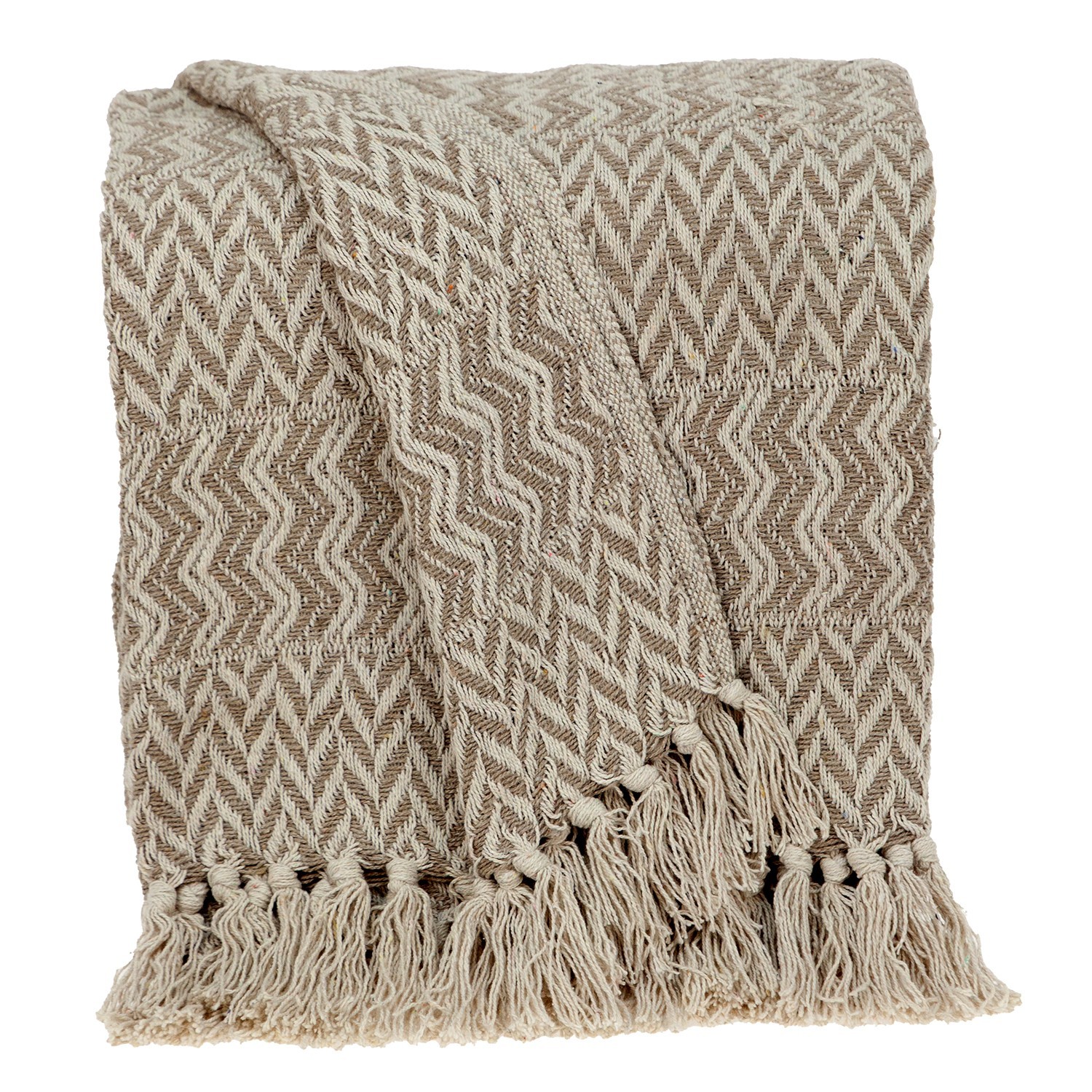 Parkland Collection Alma Brown Handloomed Cotton Throw Blanket with Fringe 52x67 gallery