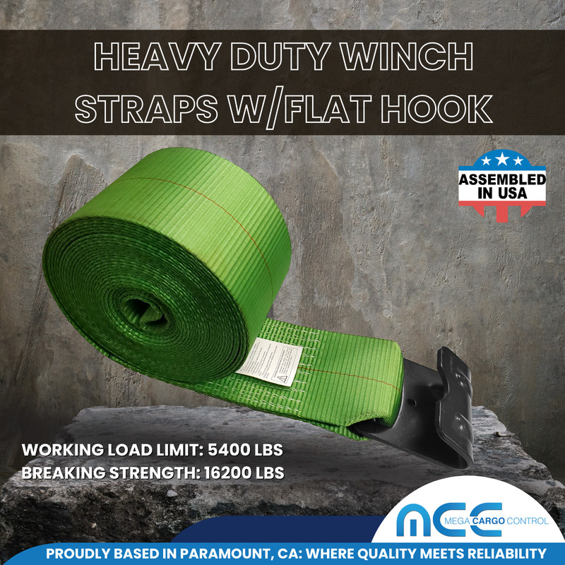 USA 4"x40' 50' 60' Winch Strap Flat Hook for Flatbed Truck Trailer Farm Tie Down gallery