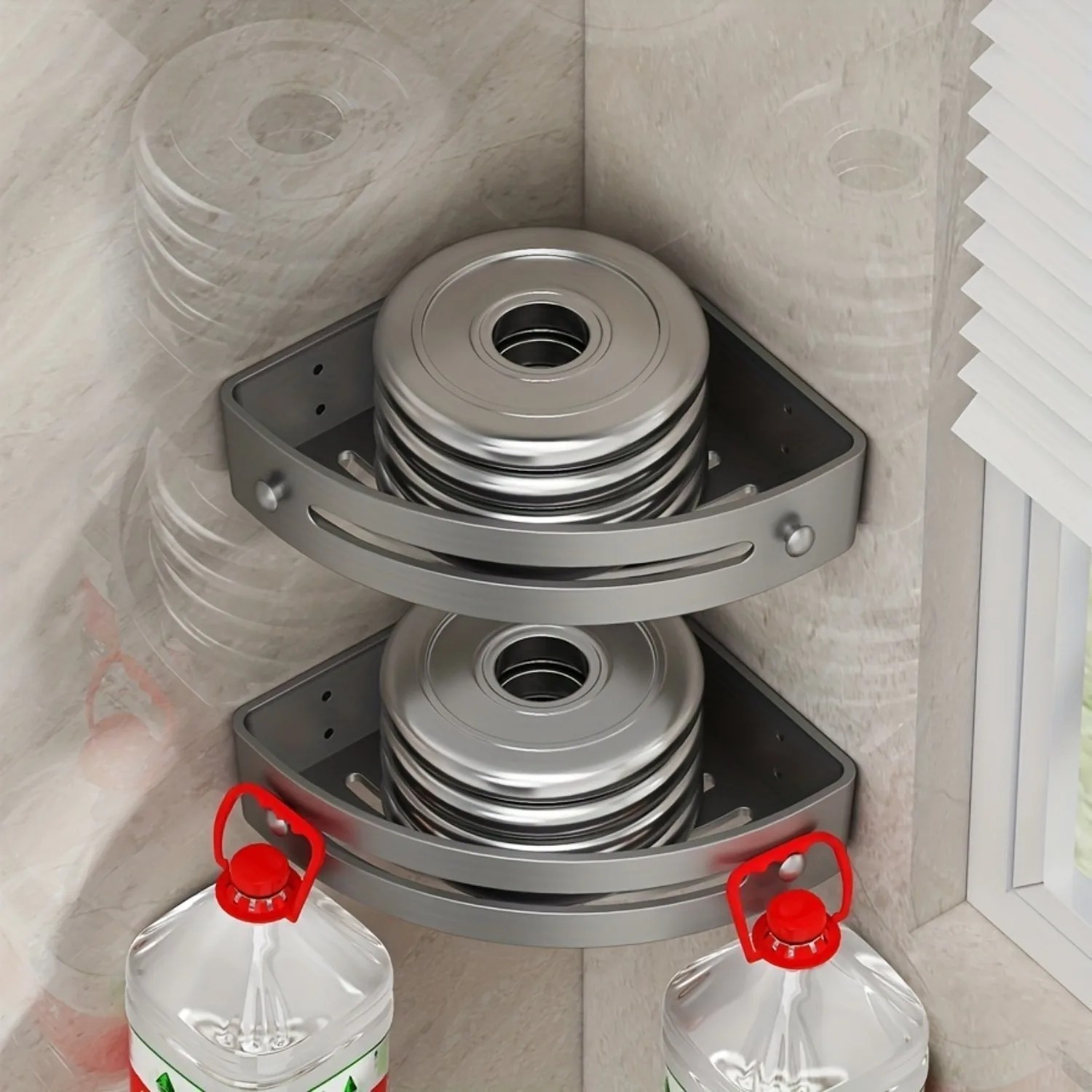 3 Tier Corner Shower Caddy Shelf Corner Bathroom Bath Storage Holder with 6 Hook gallery