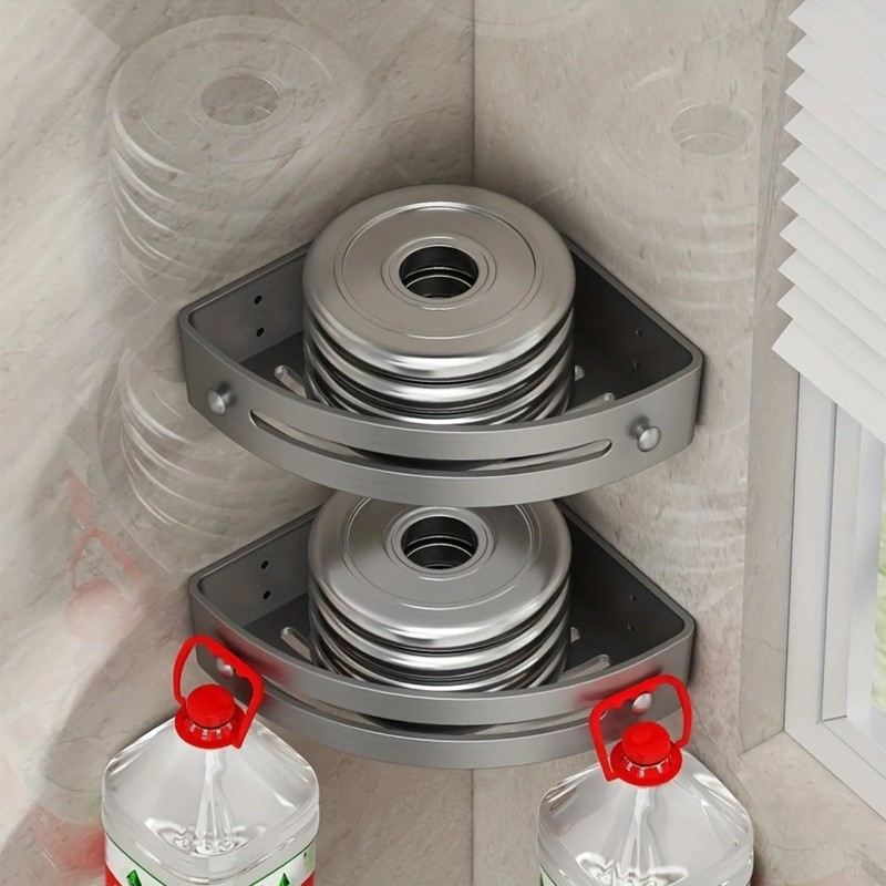 3 Tier Corner Shower Caddy Shelf Corner Bathroom Bath Storage Holder with 6 Hook gallery