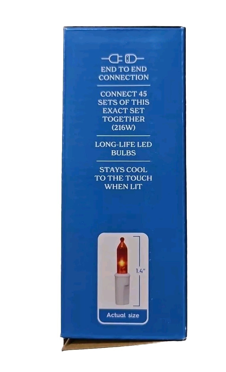 Holiday Time 100 Count Amber LED Mini Christmas Lights, with White Wire, 21 feet gallery