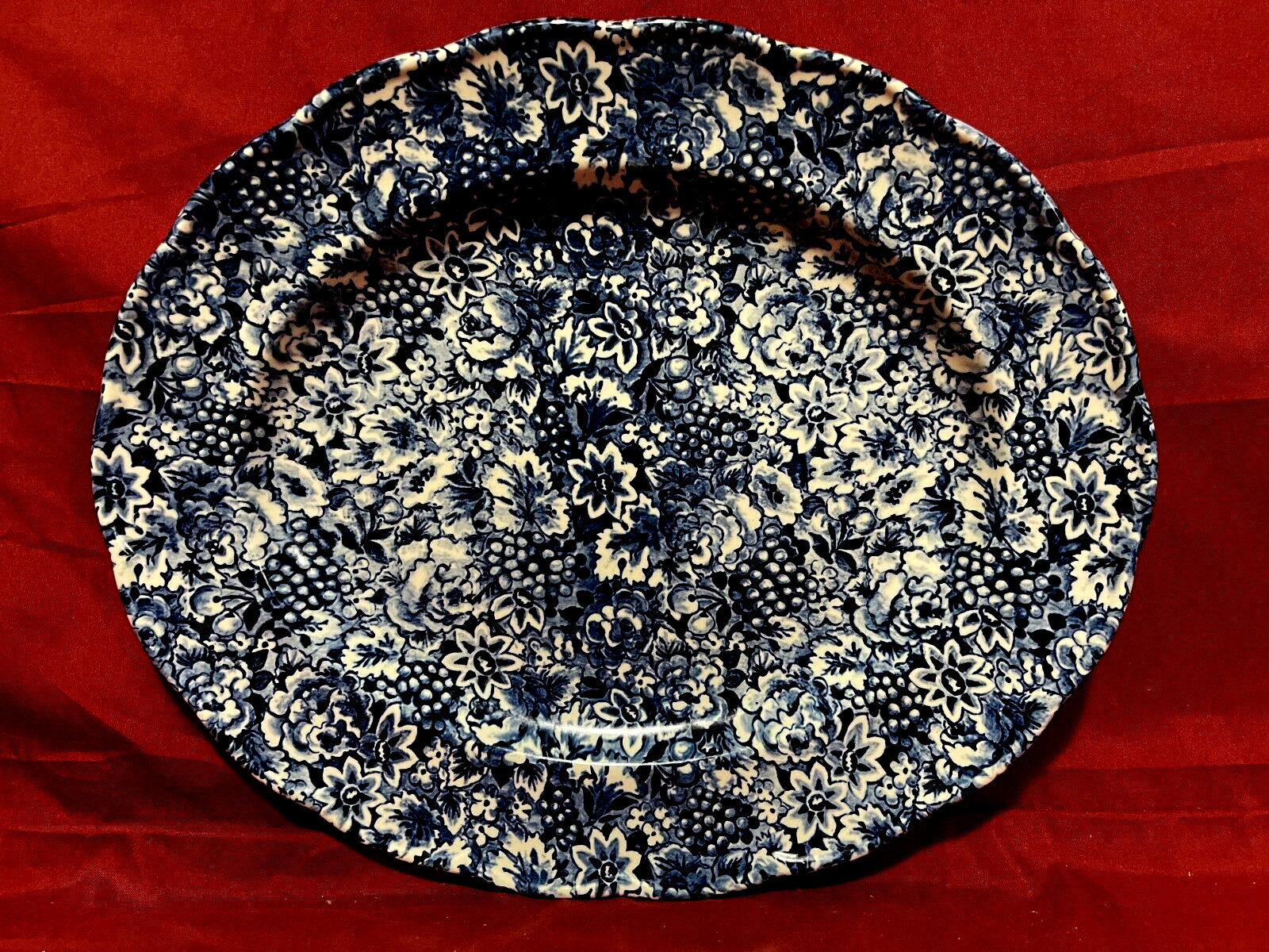 W.M. Grindley Promesse Blue & White Floral Oval Serving Platter 11 3/4" x 9 3/4" gallery