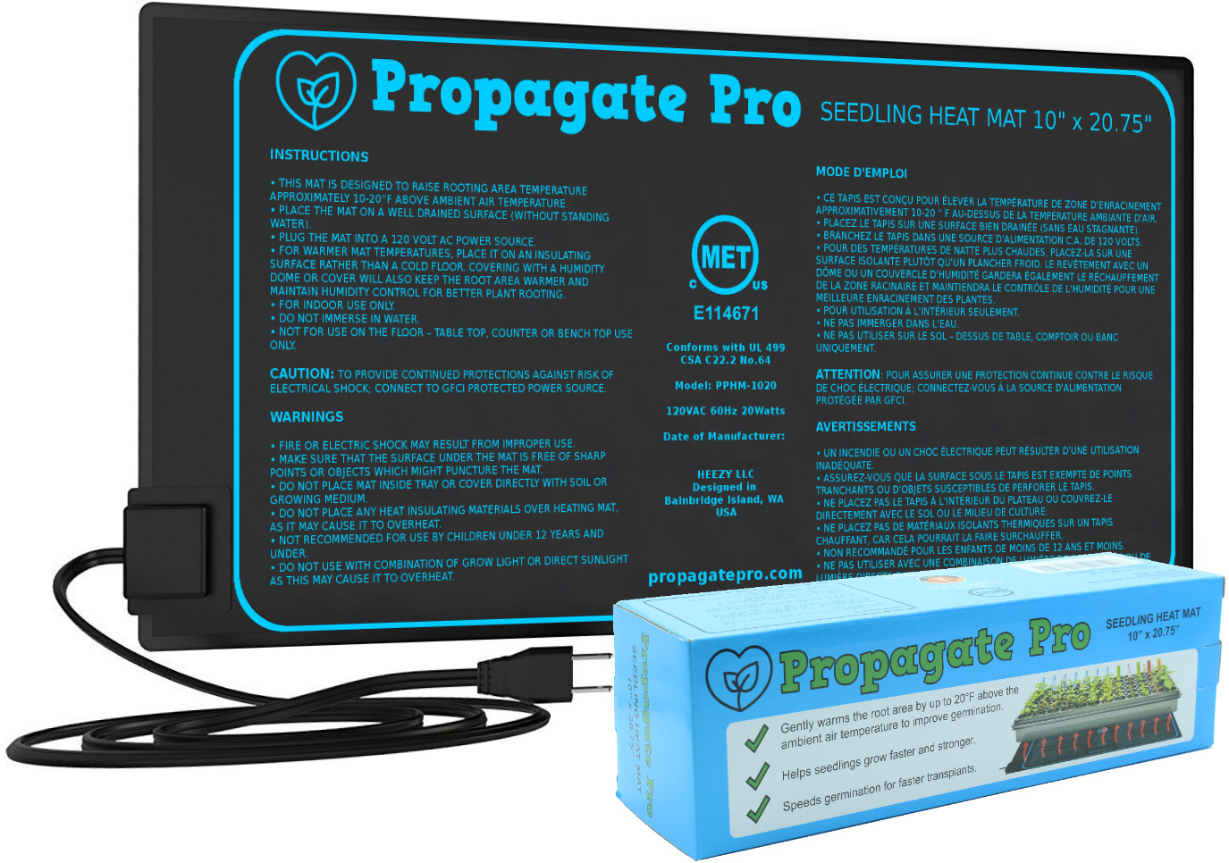 PROPAGATE PRO Seedling Heat Mat 10"x20" Seed Starter Pad Germination Clone gallery