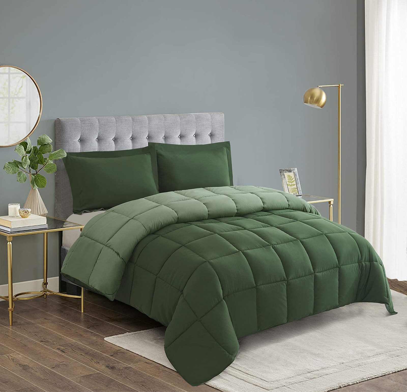 HIG 3pc Green King Size Comforter Set -All Season Reversible Down Alternative gallery