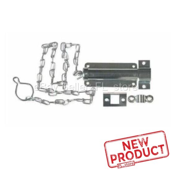 Pull Chain Bolt Latch Spring Loaded 4" Zinc Finish Barn Shed Gate Security NEW gallery