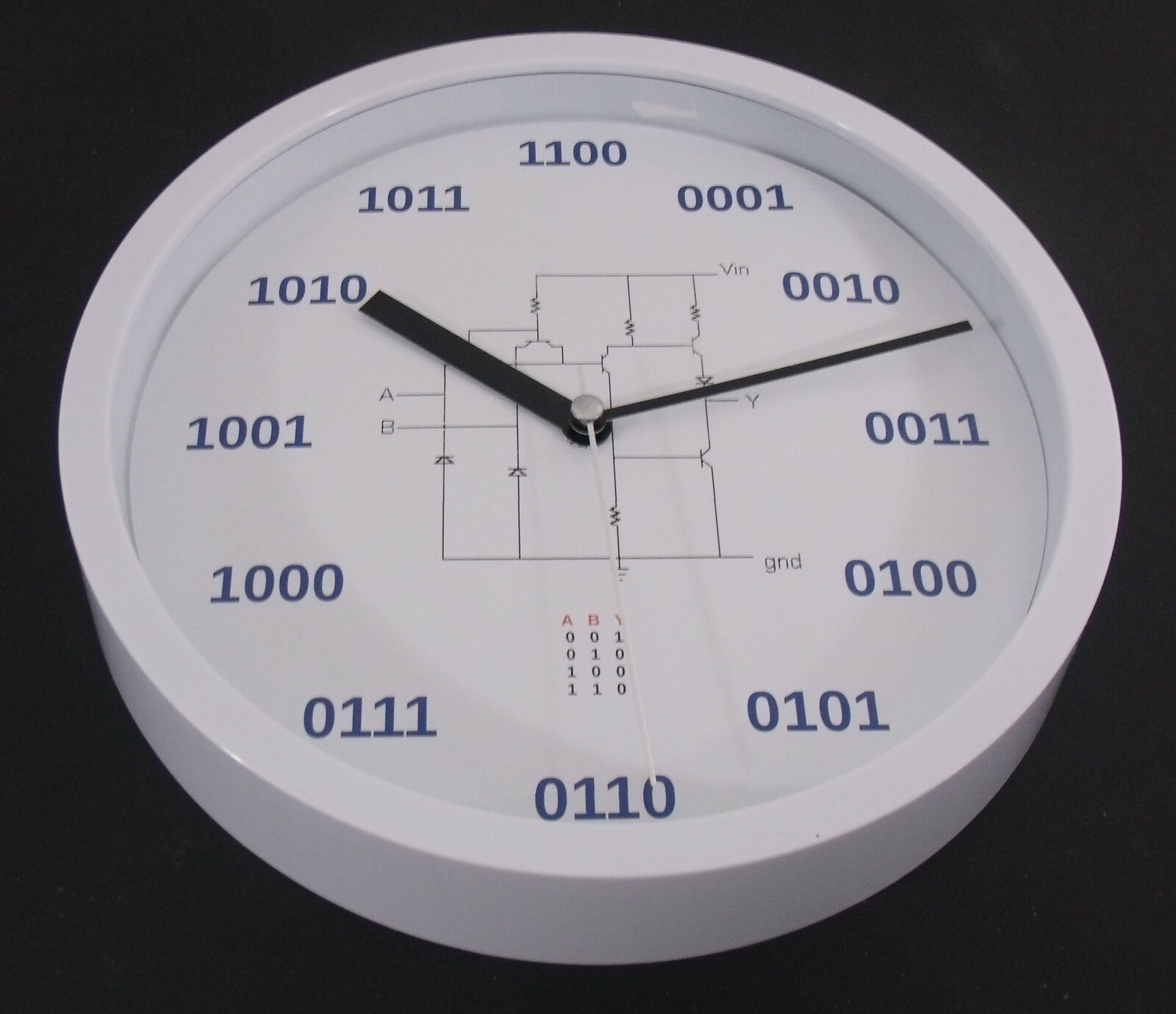 Geek Clock Analog Clock with binary numbers, NAND circuit, truth table gallery