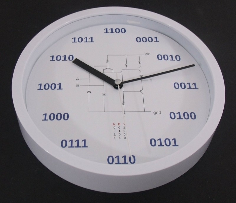 Geek Clock Analog Clock with binary numbers, NAND circuit, truth table gallery