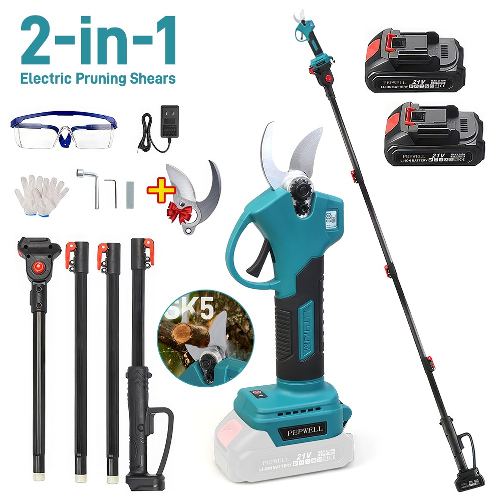2-in-1 Pole Pruning Shear Cordless Tree Pruner w/ LCD Display for Tree Trimming